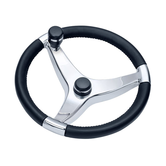 Schmitt  Ongaro Evo Pro 316 Cast Stainless Steel Steering Wheel w/Control Knob - 13.5" Diameter [7241321FGK]
