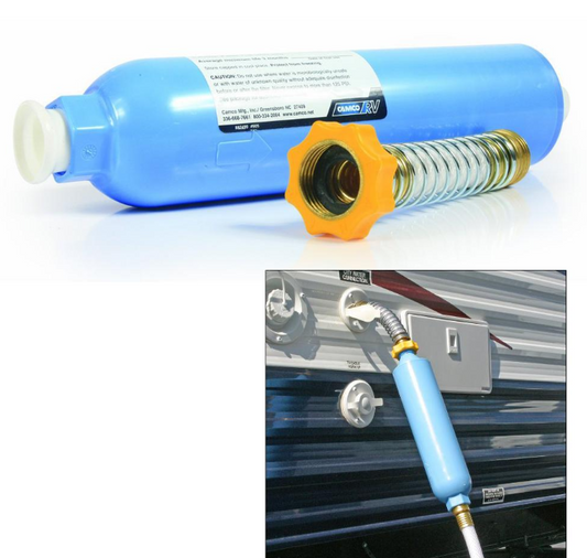 Camco 40043 TastePure RV/Marine Water Filter with Flexible Hose Protector | Protects Against Bacteria | Reduces Bad Taste, Odors, Chlorine and Sediment in Drinking Water